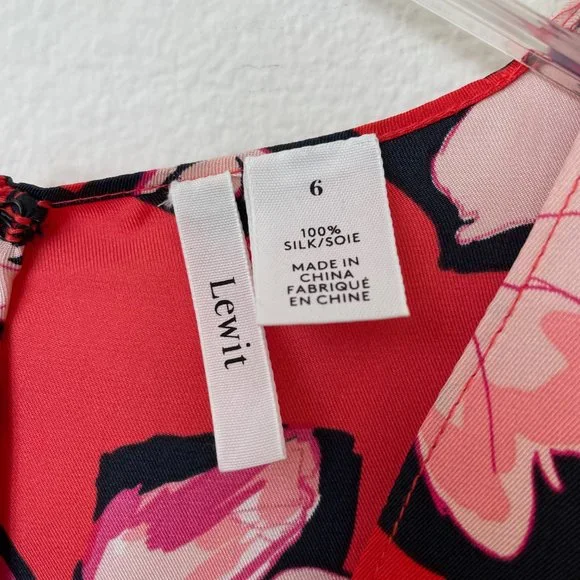 Lewit Silk Floral Deep V Midi Dress - Picture 4 of 14